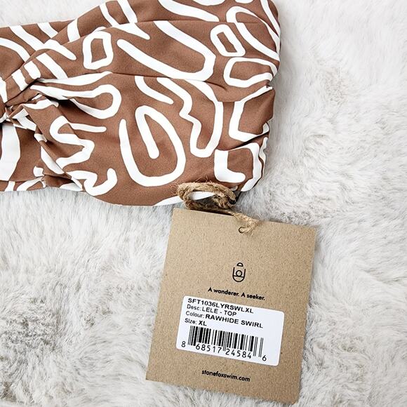 NEW Stone Fox Swim Lele Knotted Strapless Bikini Bandeau Swim Top Rawhide Swirl - Picture 6 of 8